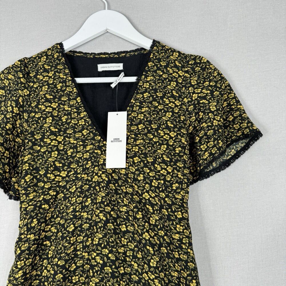 Urban Outfitters Women Dress Extra Small Black Newport Micro Floral Fairy Grunge - Picture 2 of 15